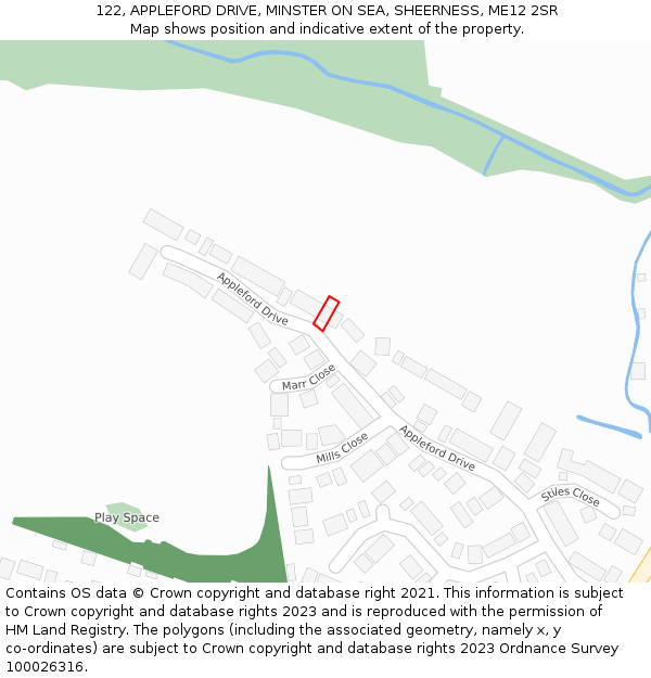 122, APPLEFORD DRIVE, MINSTER ON SEA, SHEERNESS, ME12 2SR: Location map and indicative extent of plot