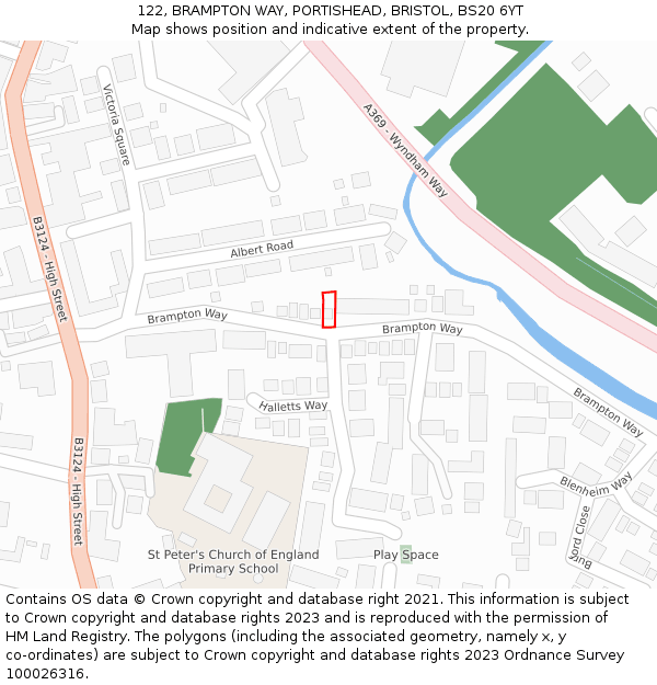 122, BRAMPTON WAY, PORTISHEAD, BRISTOL, BS20 6YT: Location map and indicative extent of plot