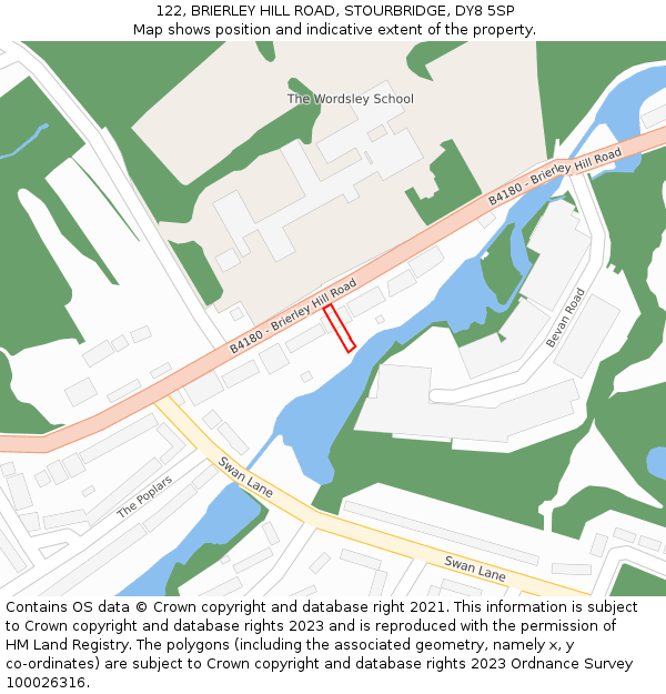 122, BRIERLEY HILL ROAD, STOURBRIDGE, DY8 5SP: Location map and indicative extent of plot