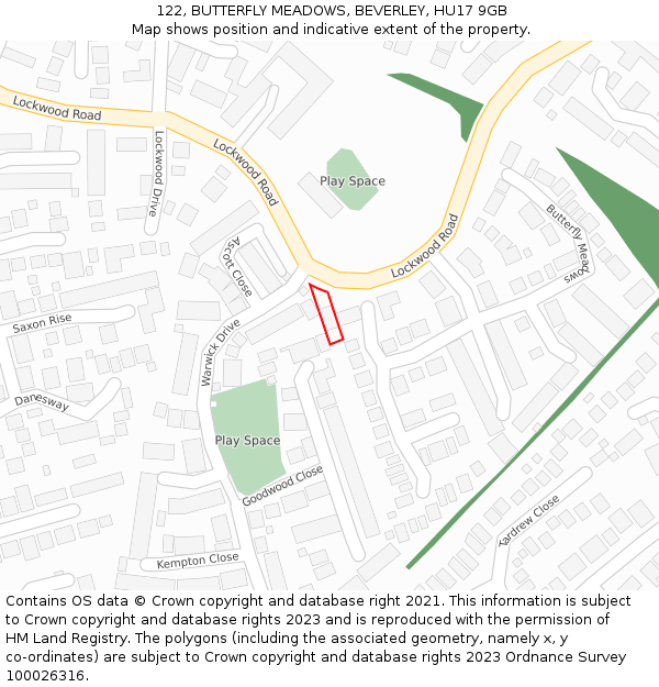 122, BUTTERFLY MEADOWS, BEVERLEY, HU17 9GB: Location map and indicative extent of plot