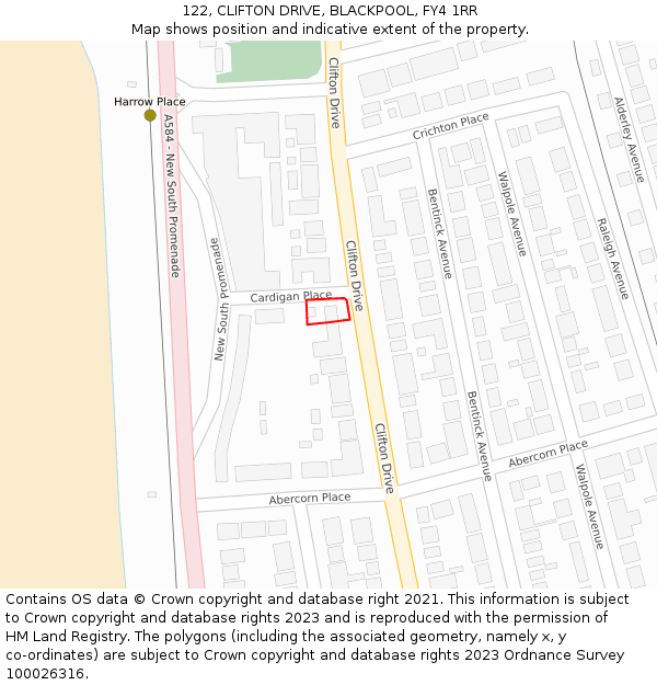 122, CLIFTON DRIVE, BLACKPOOL, FY4 1RR: Location map and indicative extent of plot