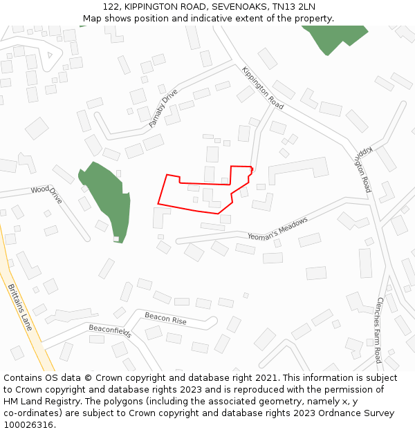 122, KIPPINGTON ROAD, SEVENOAKS, TN13 2LN: Location map and indicative extent of plot