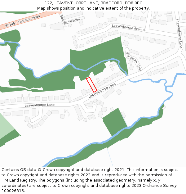 122, LEAVENTHORPE LANE, BRADFORD, BD8 0EG: Location map and indicative extent of plot