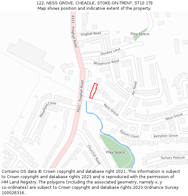 122, NESS GROVE, CHEADLE, STOKE-ON-TRENT, ST10 1TE: Location map and indicative extent of plot