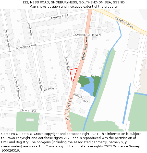 122, NESS ROAD, SHOEBURYNESS, SOUTHEND-ON-SEA, SS3 9DJ: Location map and indicative extent of plot