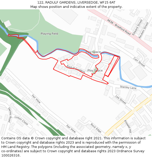 122, RADULF GARDENS, LIVERSEDGE, WF15 6AT: Location map and indicative extent of plot