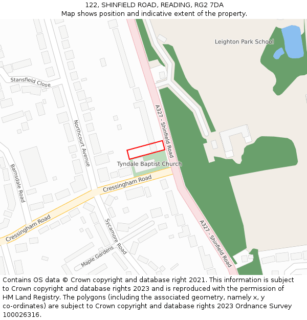 122, SHINFIELD ROAD, READING, RG2 7DA: Location map and indicative extent of plot