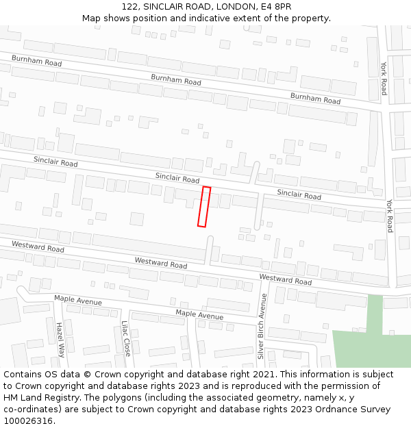 122, SINCLAIR ROAD, LONDON, E4 8PR: Location map and indicative extent of plot