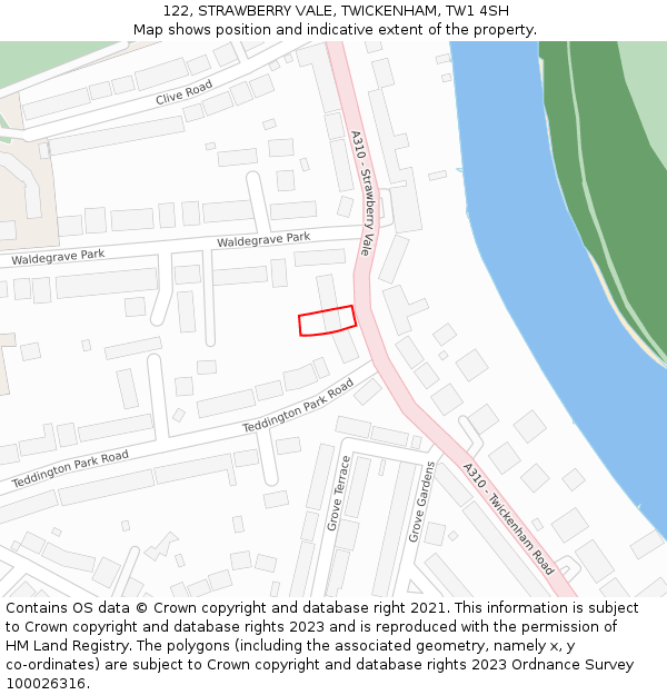 122, STRAWBERRY VALE, TWICKENHAM, TW1 4SH: Location map and indicative extent of plot