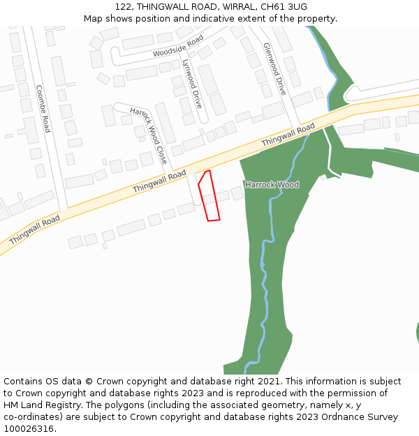 122, THINGWALL ROAD, WIRRAL, CH61 3UG: Location map and indicative extent of plot