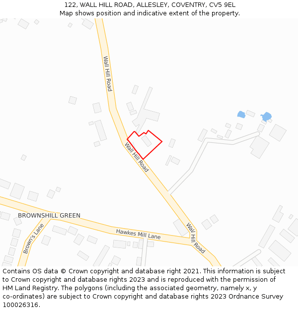 122, WALL HILL ROAD, ALLESLEY, COVENTRY, CV5 9EL: Location map and indicative extent of plot