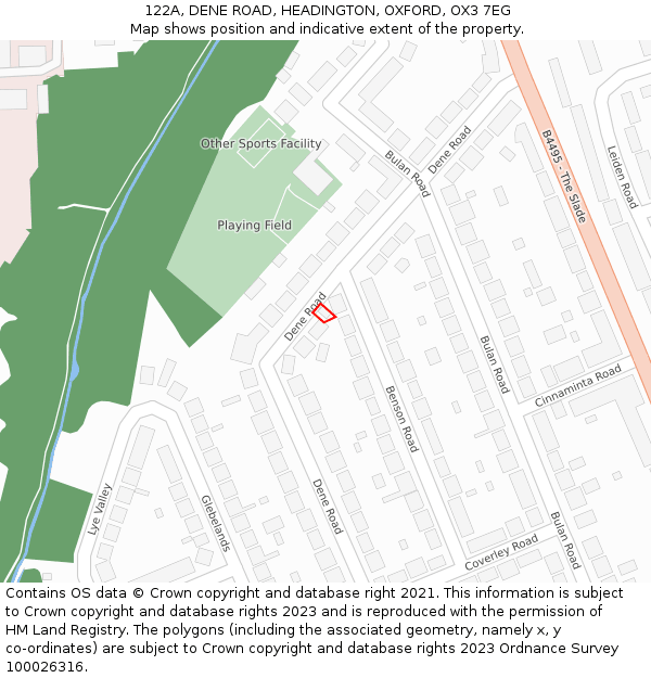 122A, DENE ROAD, HEADINGTON, OXFORD, OX3 7EG: Location map and indicative extent of plot