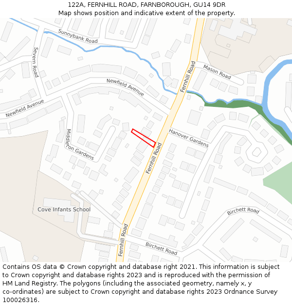 122A, FERNHILL ROAD, FARNBOROUGH, GU14 9DR: Location map and indicative extent of plot