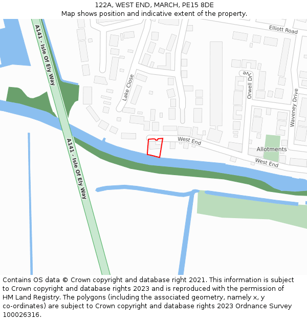 122A, WEST END, MARCH, PE15 8DE: Location map and indicative extent of plot