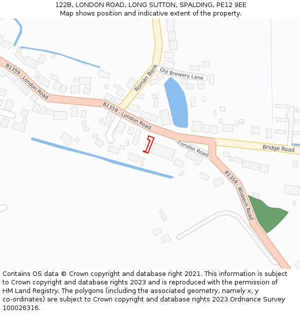 122B, LONDON ROAD, LONG SUTTON, SPALDING, PE12 9EE: Location map and indicative extent of plot