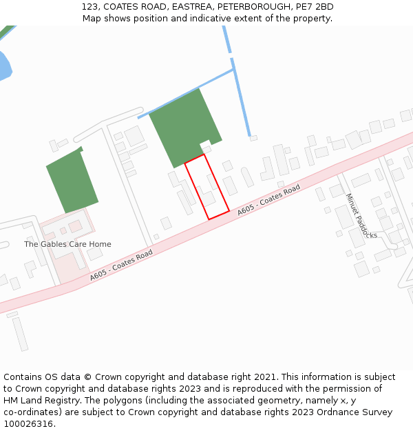 123, COATES ROAD, EASTREA, PETERBOROUGH, PE7 2BD: Location map and indicative extent of plot