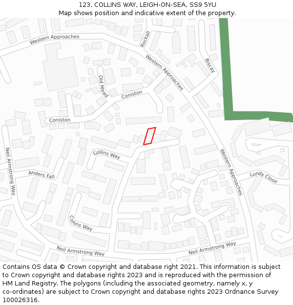 123, COLLINS WAY, LEIGH-ON-SEA, SS9 5YU: Location map and indicative extent of plot