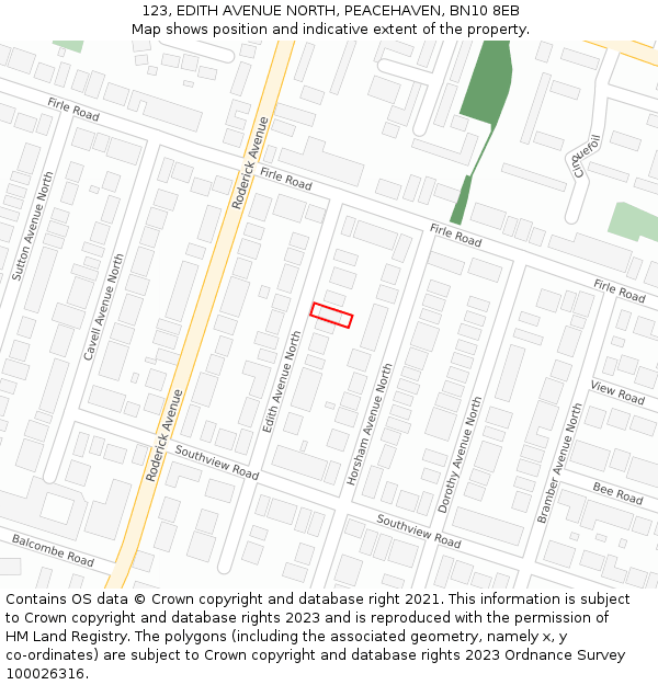 123, EDITH AVENUE NORTH, PEACEHAVEN, BN10 8EB: Location map and indicative extent of plot