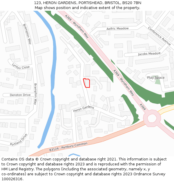 123, HERON GARDENS, PORTISHEAD, BRISTOL, BS20 7BN: Location map and indicative extent of plot