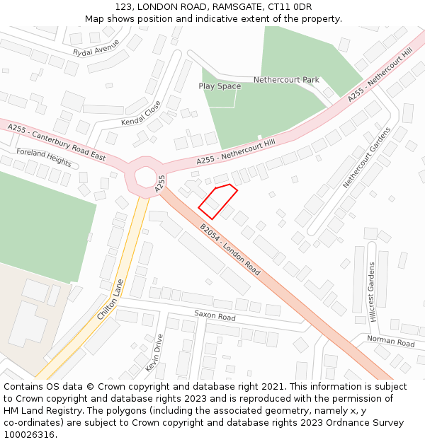 123, LONDON ROAD, RAMSGATE, CT11 0DR: Location map and indicative extent of plot