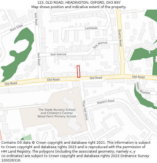 123, OLD ROAD, HEADINGTON, OXFORD, OX3 8SY: Location map and indicative extent of plot