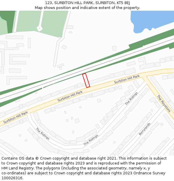 123, SURBITON HILL PARK, SURBITON, KT5 8EJ: Location map and indicative extent of plot