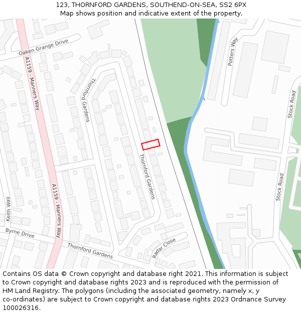 123, THORNFORD GARDENS, SOUTHEND-ON-SEA, SS2 6PX: Location map and indicative extent of plot
