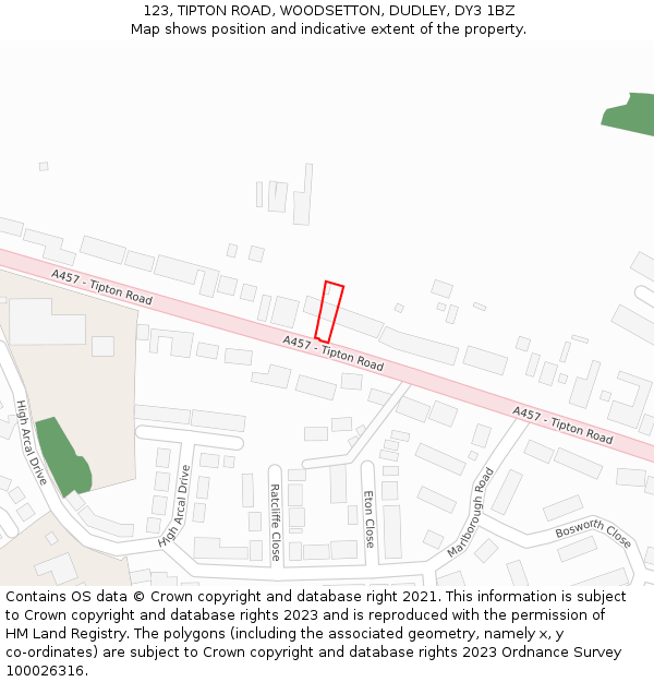 123, TIPTON ROAD, WOODSETTON, DUDLEY, DY3 1BZ: Location map and indicative extent of plot