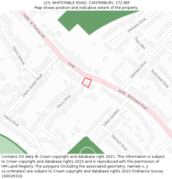 123, WHITSTABLE ROAD, CANTERBURY, CT2 8EF: Location map and indicative extent of plot