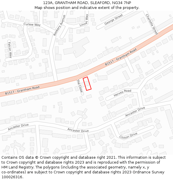 123A, GRANTHAM ROAD, SLEAFORD, NG34 7NP: Location map and indicative extent of plot