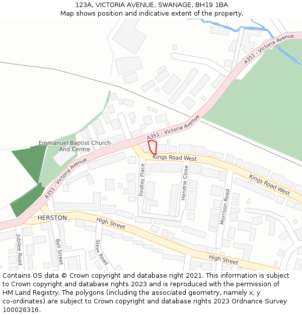 123A, VICTORIA AVENUE, SWANAGE, BH19 1BA: Location map and indicative extent of plot