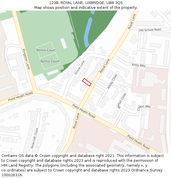 123B, ROYAL LANE, UXBRIDGE, UB8 3QS: Location map and indicative extent of plot