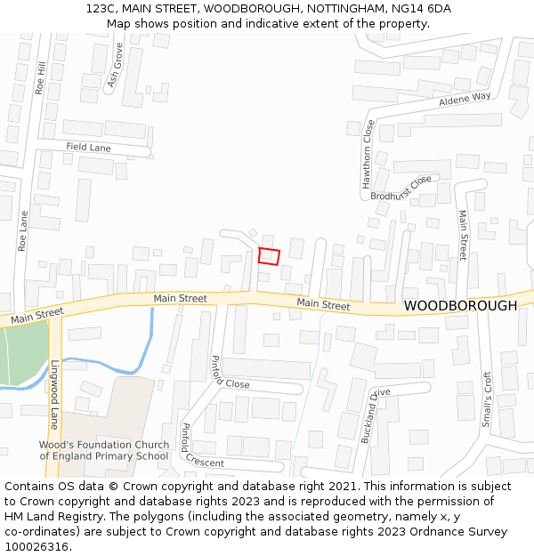 123C, MAIN STREET, WOODBOROUGH, NOTTINGHAM, NG14 6DA: Location map and indicative extent of plot