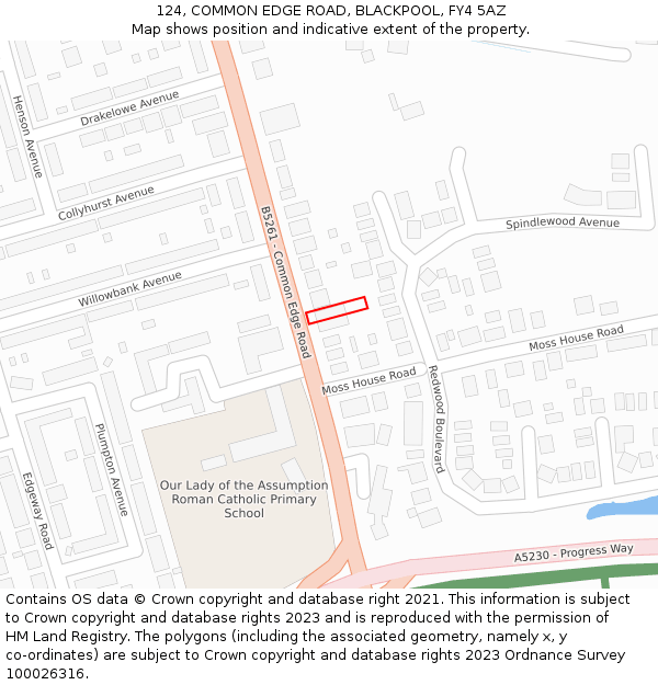 124, COMMON EDGE ROAD, BLACKPOOL, FY4 5AZ: Location map and indicative extent of plot