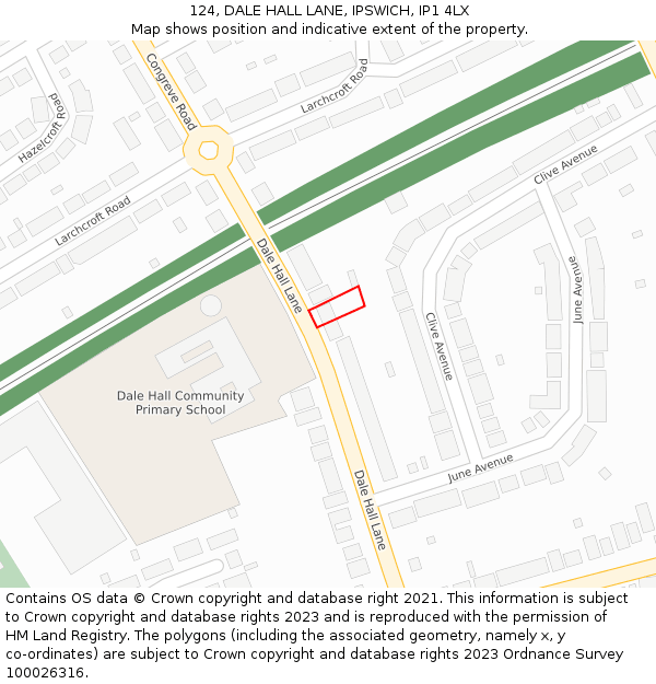 124, DALE HALL LANE, IPSWICH, IP1 4LX: Location map and indicative extent of plot