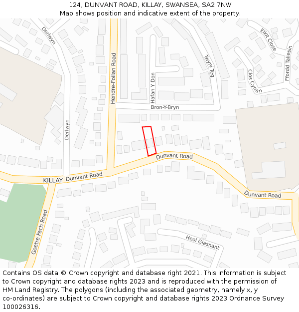 124, DUNVANT ROAD, KILLAY, SWANSEA, SA2 7NW: Location map and indicative extent of plot