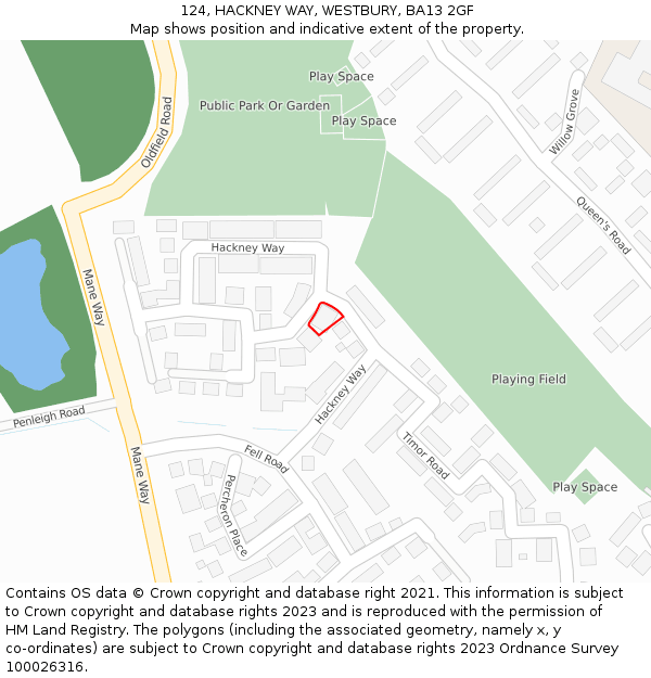 124, HACKNEY WAY, WESTBURY, BA13 2GF: Location map and indicative extent of plot