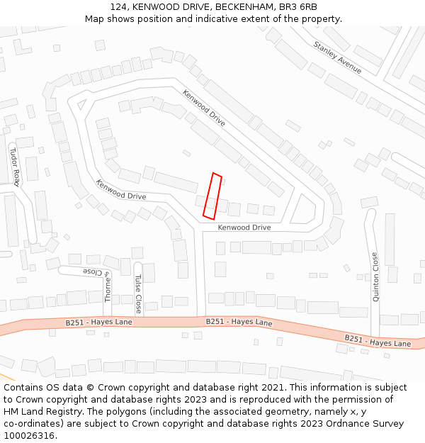 124, KENWOOD DRIVE, BECKENHAM, BR3 6RB: Location map and indicative extent of plot