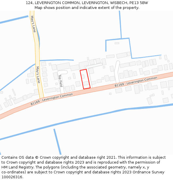 124, LEVERINGTON COMMON, LEVERINGTON, WISBECH, PE13 5BW: Location map and indicative extent of plot