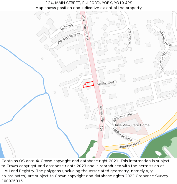 124, MAIN STREET, FULFORD, YORK, YO10 4PS: Location map and indicative extent of plot