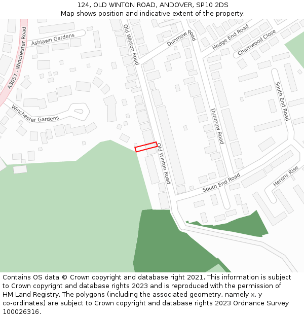 124, OLD WINTON ROAD, ANDOVER, SP10 2DS: Location map and indicative extent of plot