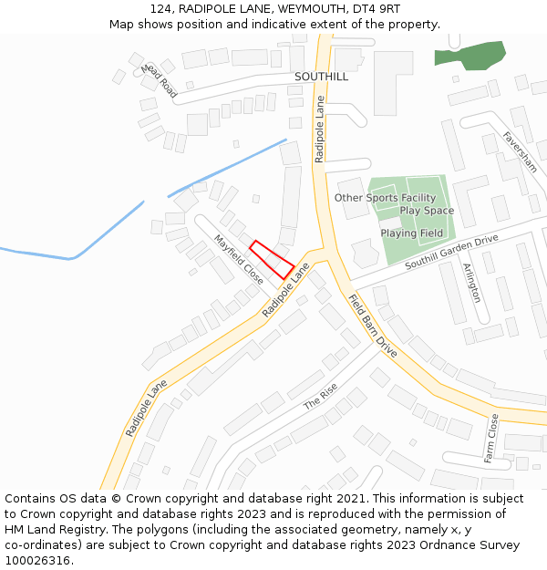 124, RADIPOLE LANE, WEYMOUTH, DT4 9RT: Location map and indicative extent of plot