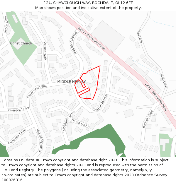 124, SHAWCLOUGH WAY, ROCHDALE, OL12 6EE: Location map and indicative extent of plot