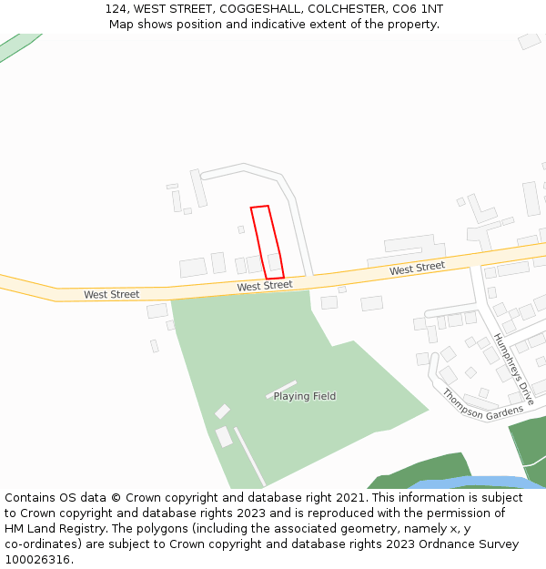 124, WEST STREET, COGGESHALL, COLCHESTER, CO6 1NT: Location map and indicative extent of plot