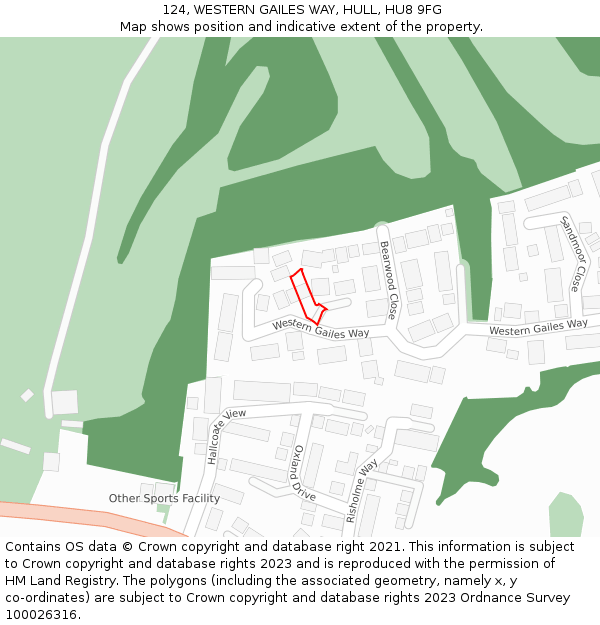 124, WESTERN GAILES WAY, HULL, HU8 9FG: Location map and indicative extent of plot