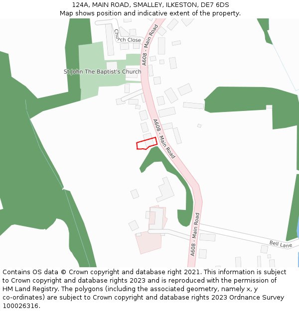 124A, MAIN ROAD, SMALLEY, ILKESTON, DE7 6DS: Location map and indicative extent of plot