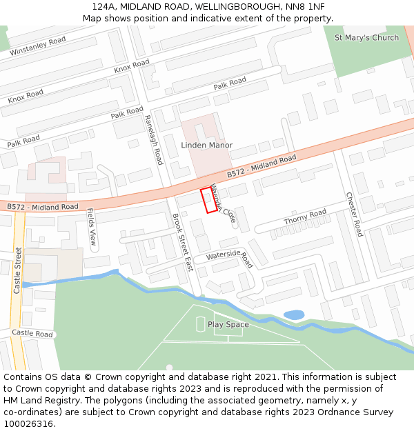 124A, MIDLAND ROAD, WELLINGBOROUGH, NN8 1NF: Location map and indicative extent of plot