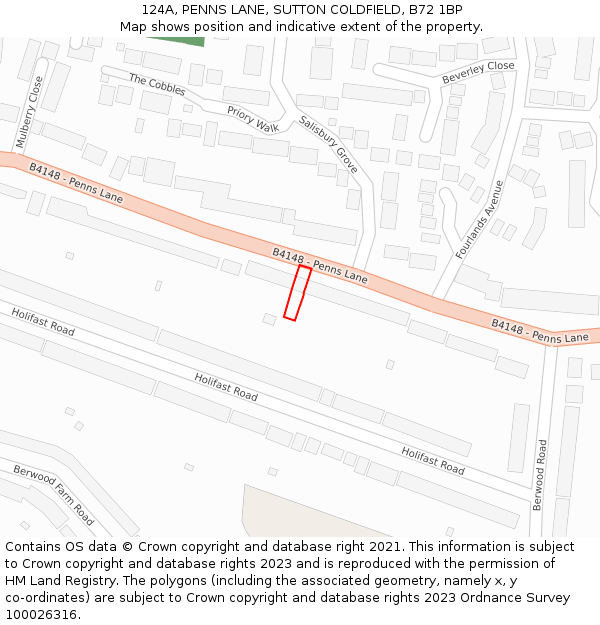 124A, PENNS LANE, SUTTON COLDFIELD, B72 1BP: Location map and indicative extent of plot