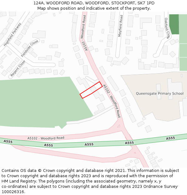 124A, WOODFORD ROAD, WOODFORD, STOCKPORT, SK7 1PD: Location map and indicative extent of plot