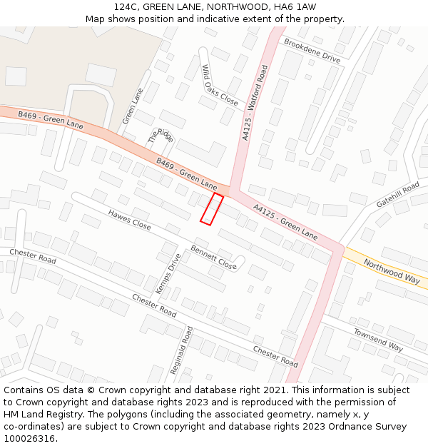 124C, GREEN LANE, NORTHWOOD, HA6 1AW: Location map and indicative extent of plot